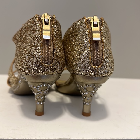 Gold glitter heels with rhinestones - Picture 3 of 5